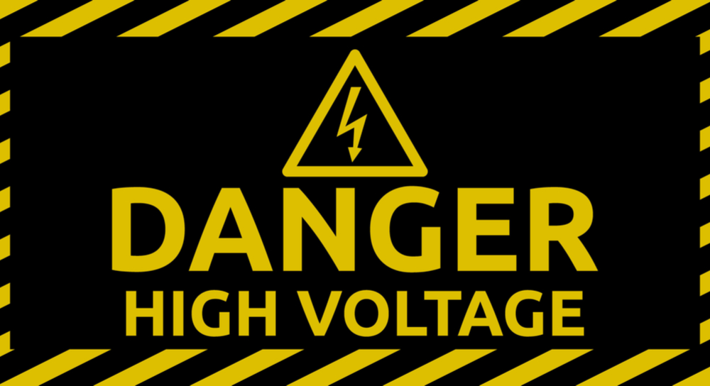 “Danger High Voltage” sign.