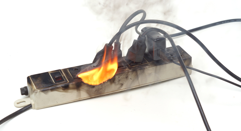 Surge protector on fire