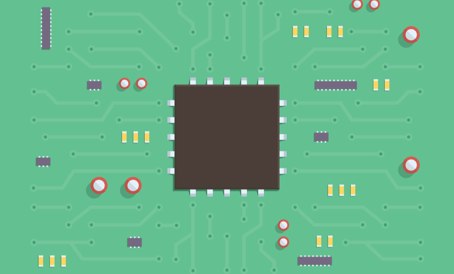 Flat graphic of small circuit board