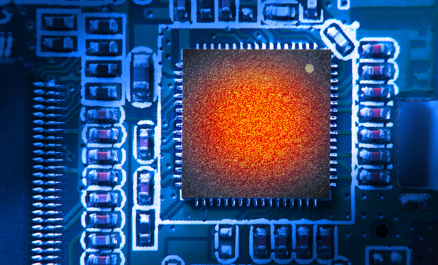 PCB microcontroller under thermal heat