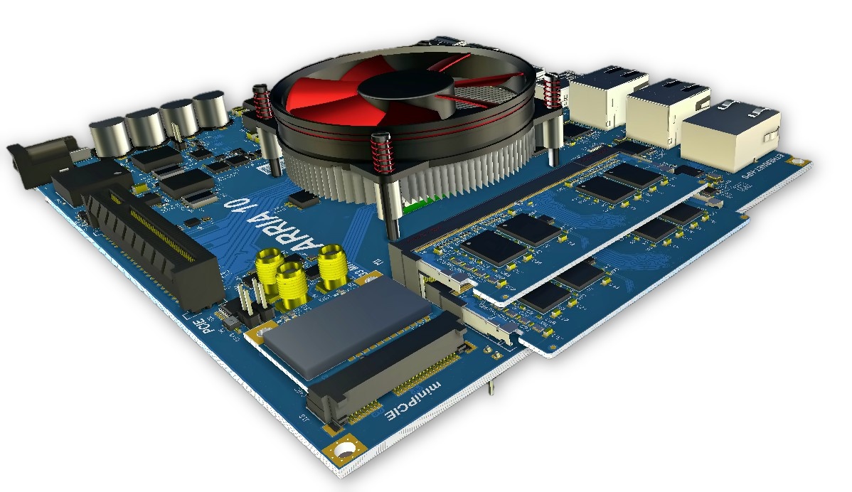 Vista CAD 3D de la PCB de varias tarjetas en un diseño