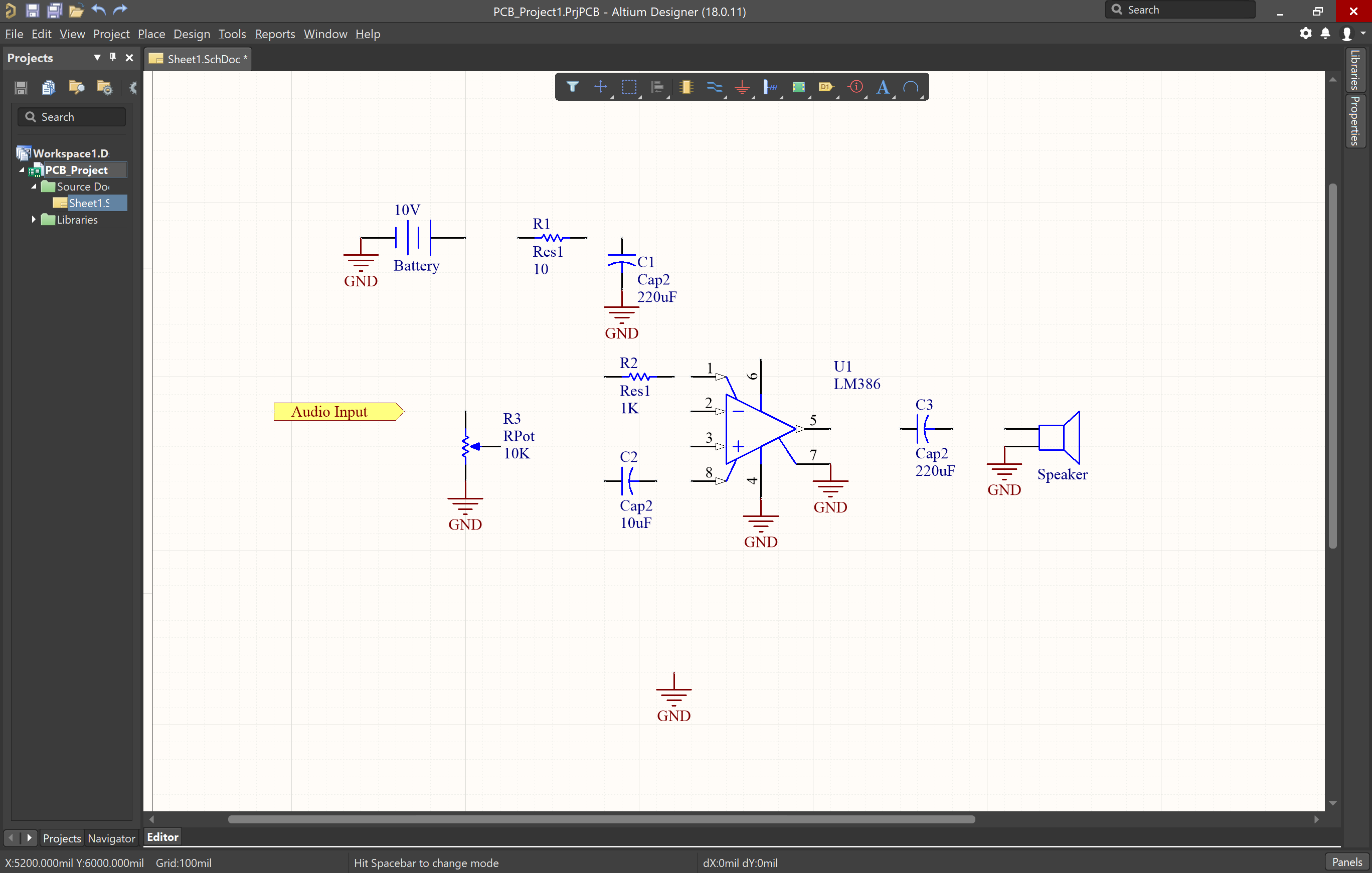 Picture of schematic with grounds added for components