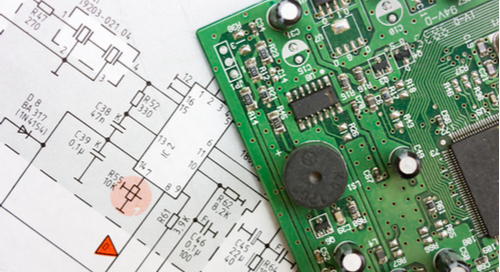 PCB schematic and finished board