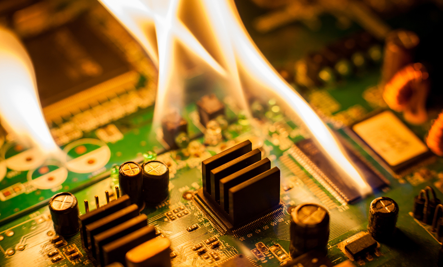Overheated PCBs can catch on fire