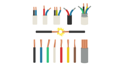 Assorted colored and different width wiring traces