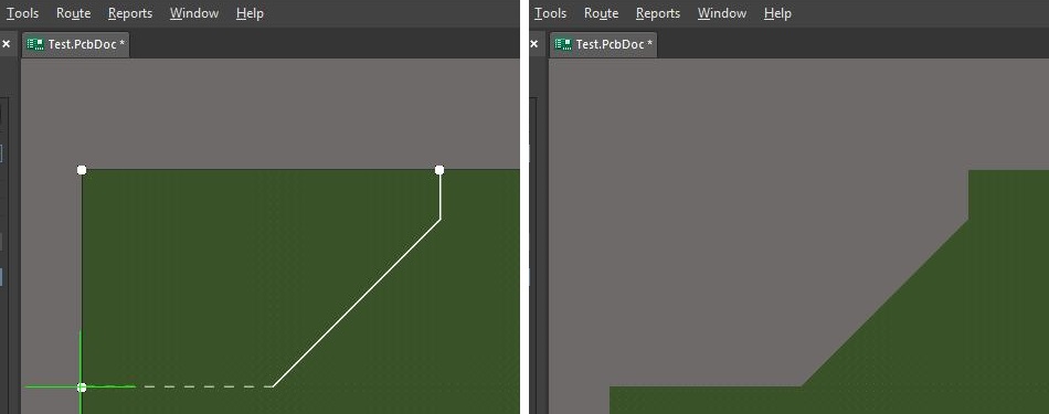 Modifier les dimensions de vos cartes dans Altium Designer, capture d'écran de la modification du contour de la carte