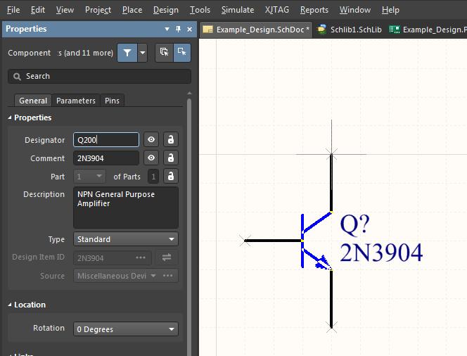 Screenshot Altium Designer flip & rotate comps change property