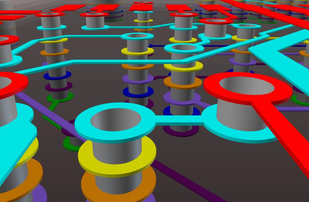 AD18 Screenshot der PCB-Durchkontaktierungen in Sacklöchern und vergrabenen Durchkontaktierungen in Altium