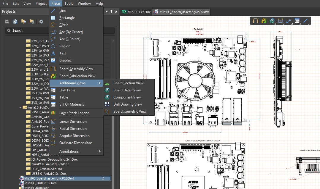 Screenshot of AD18  assembly drawing in PCB layout software