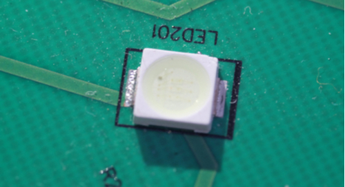 SMD LED on a green PCB