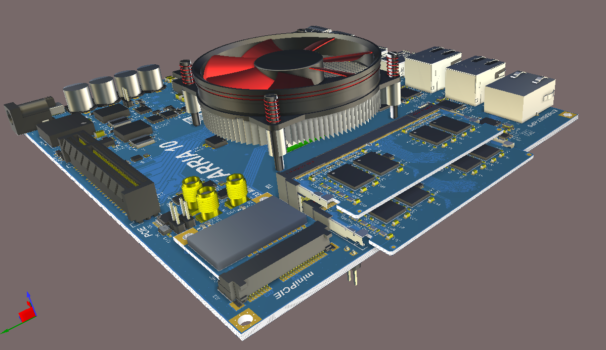 3D view of a multi-board system in Altium 