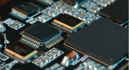 Integrated circuits on a black PCB