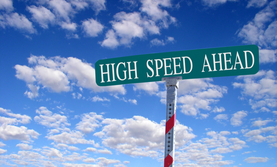 Sign that reads “high speed ahead”