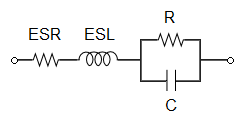 Äquivalente RLC-Schaltung zur Modellierung eines Kondensators