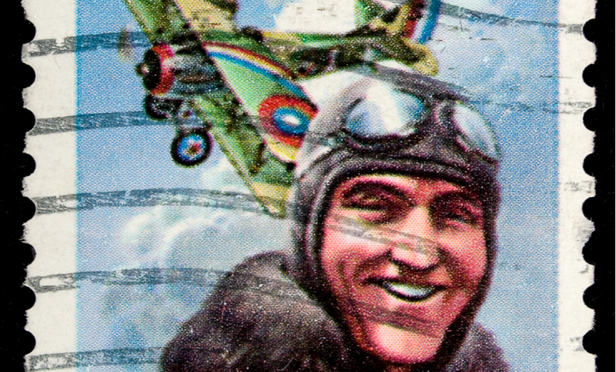 Picture of 60 cent USA stamp with Eddie Rickenbacker’s picture on it