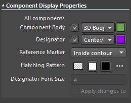 Altium Designer draftsman document component display properties window.