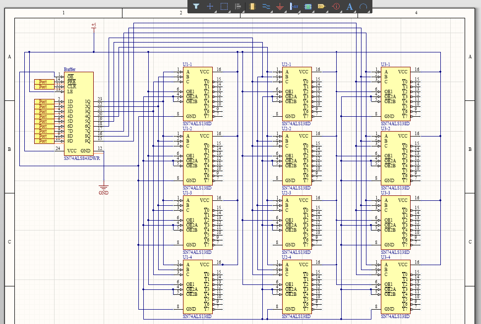 Example schematic for net highlighting in Altium Designer