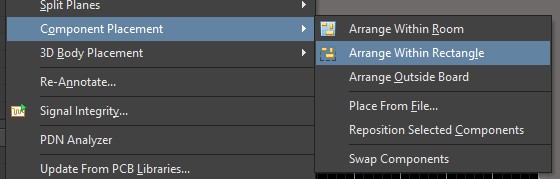 Right click menu -> Component Placement -> Arrange Within Rectangle