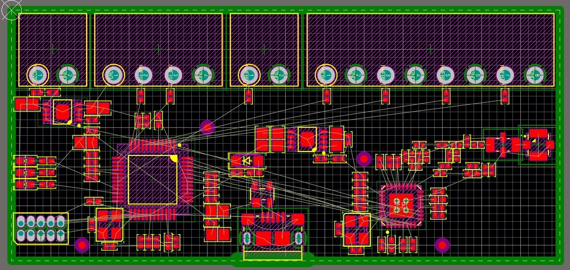 Altium Designer 20 screenshot showing the board layout with all components placed 