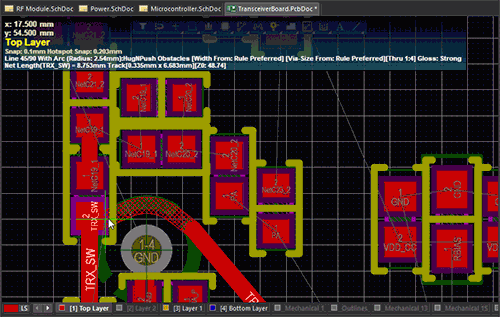 Altium Designer 20 any angle interactive routing feature GIF