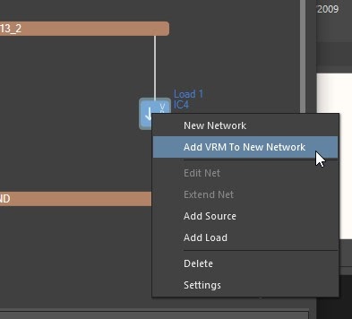 Altium PDN Analyzer right-click load -> Add VRM to New Network