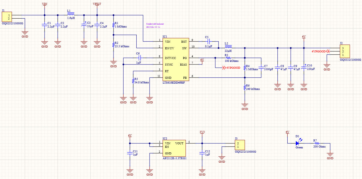 Altium Designer 20 schematic of a full 48V to 3.3V Regulator Design