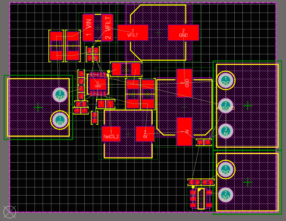 Altium Designer 20 PCB Layout with components for a 48V to 3.3V Regulator Design