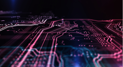 Image 3D de la conception d'un circuit imprimé multicouches