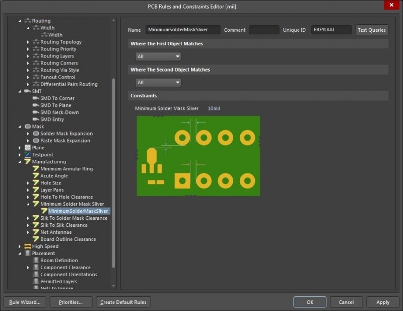 Además de los diseños de fabricación regulares, los chequeos de diseño de fabricación de placas de circuitos impresos de Altium Designer son una ayuda real