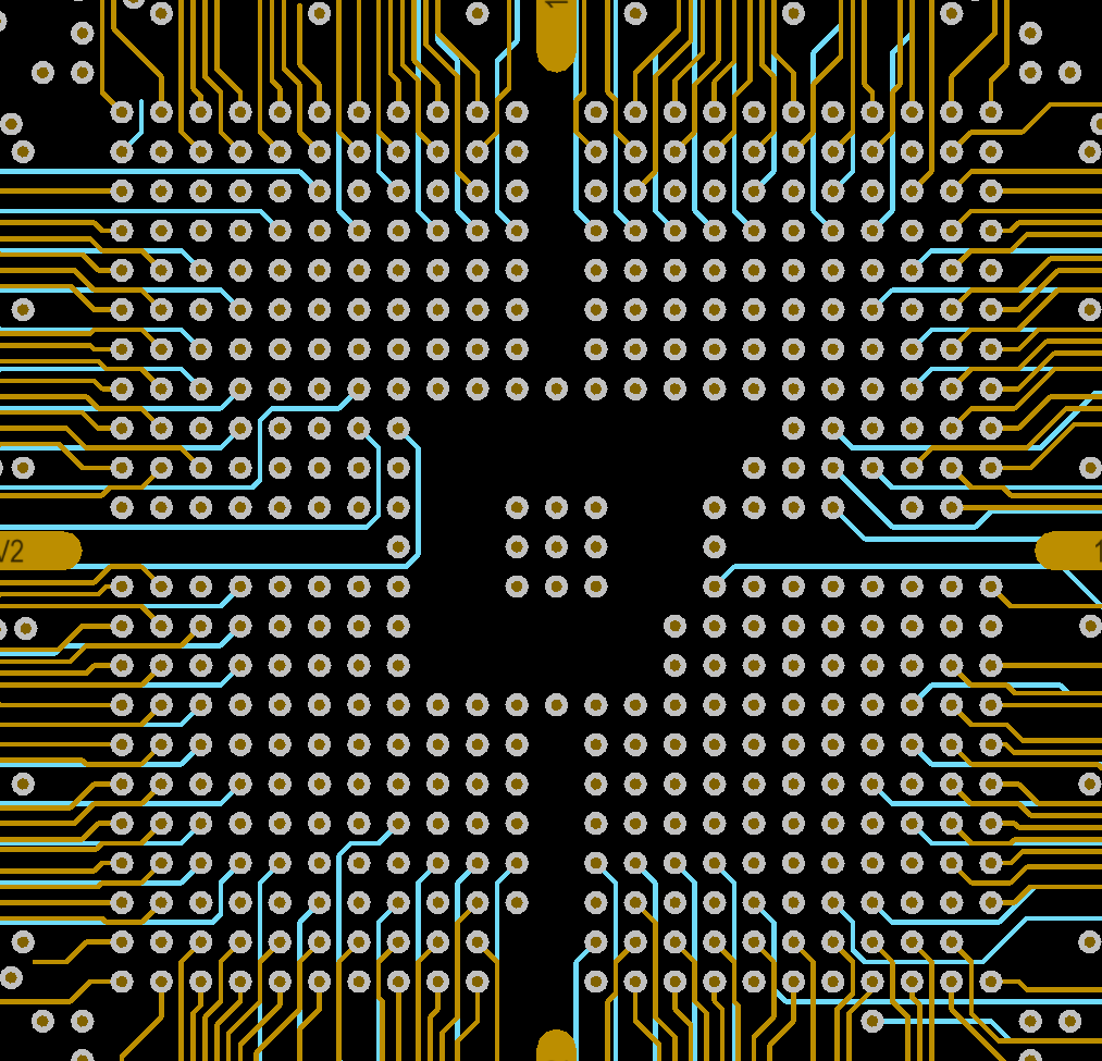 partitioning bga into four sections Division d'un BGA de PCB en quatre sections pour faciliter l'accès aux pads