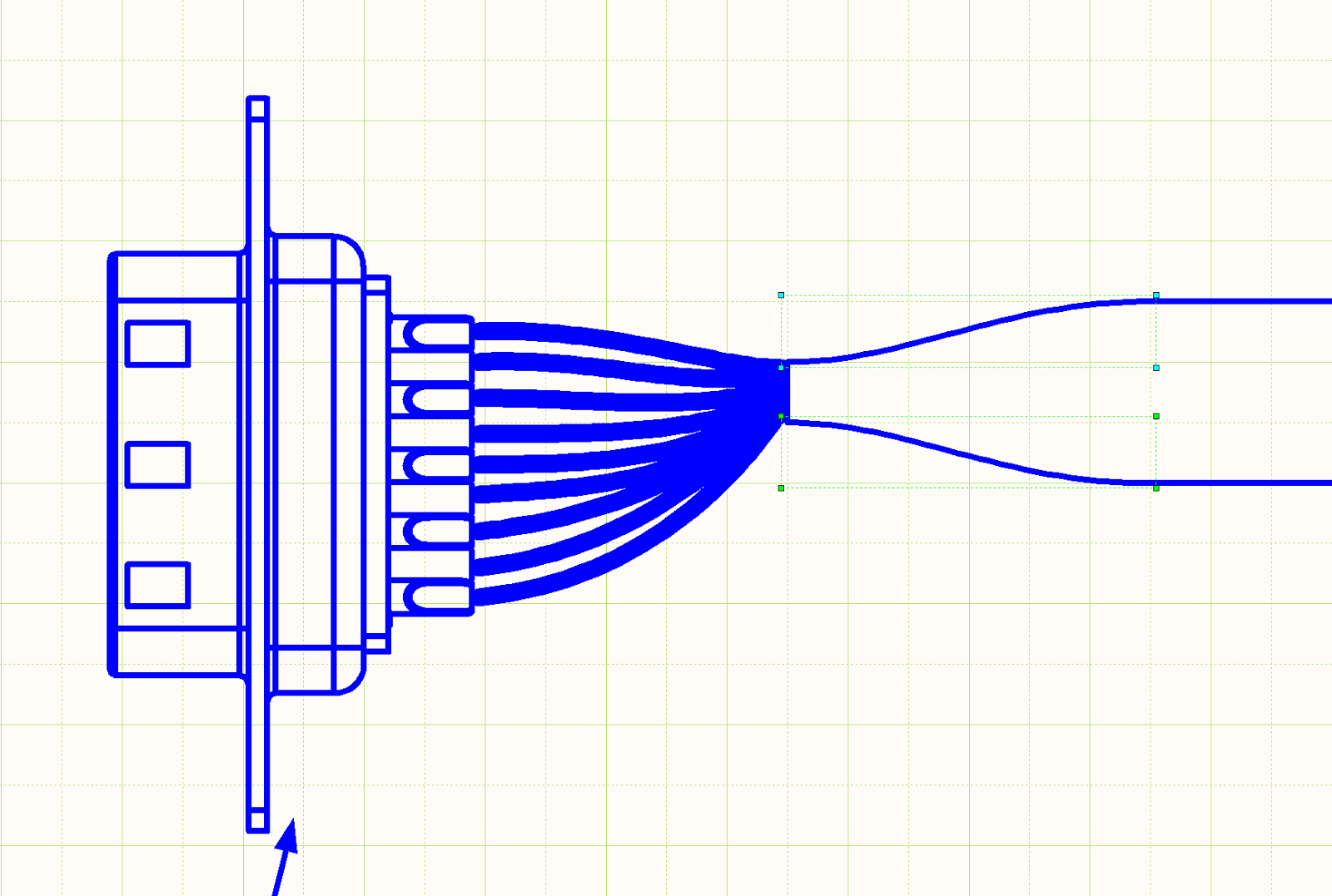  Abbildung 8.  Fertige Zeichnung des Schrumpfschlauches mit Kabel