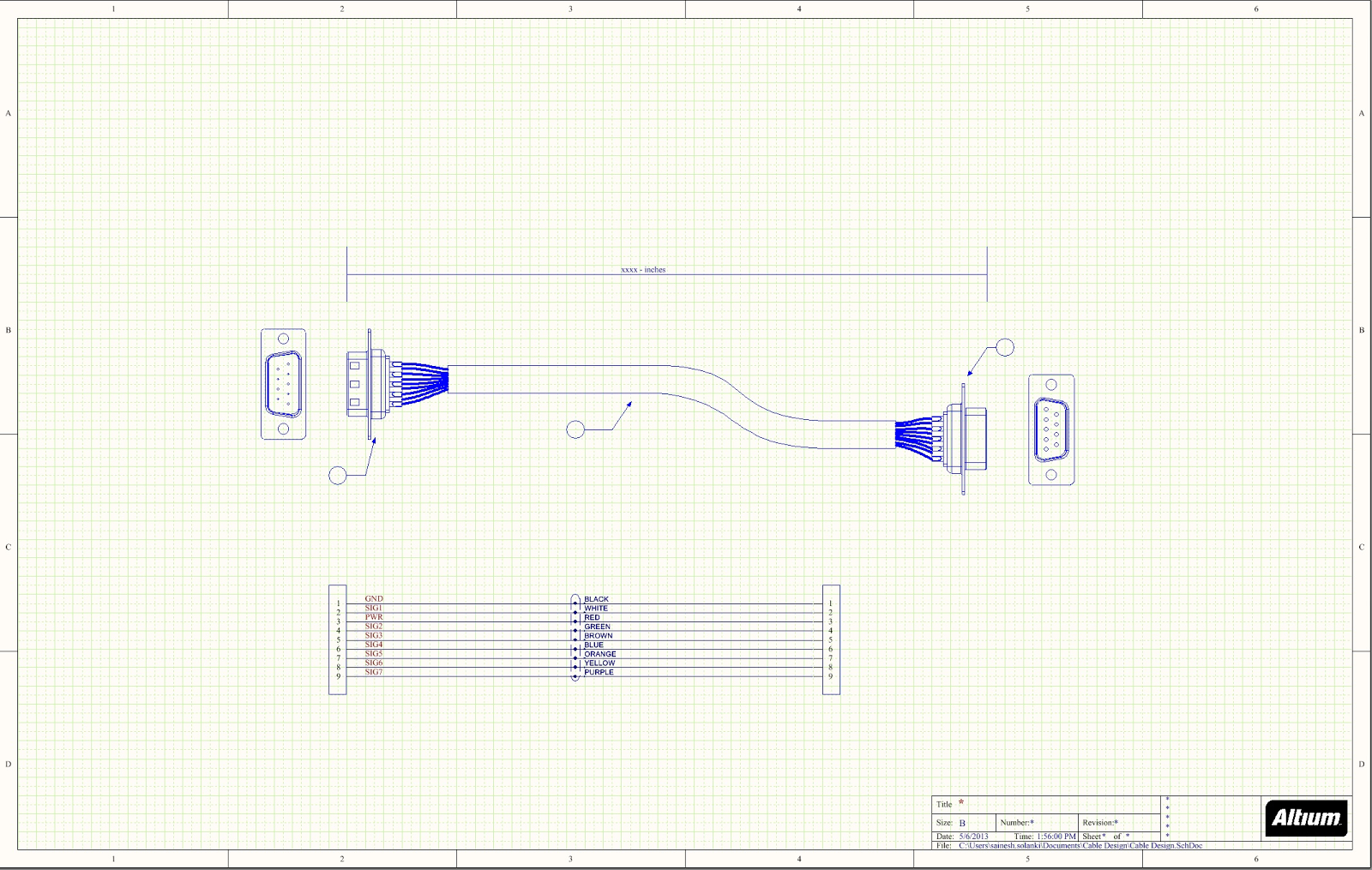 Abbildung 1. Beispiel für CAD-Zeichnung von Kabelanordnung