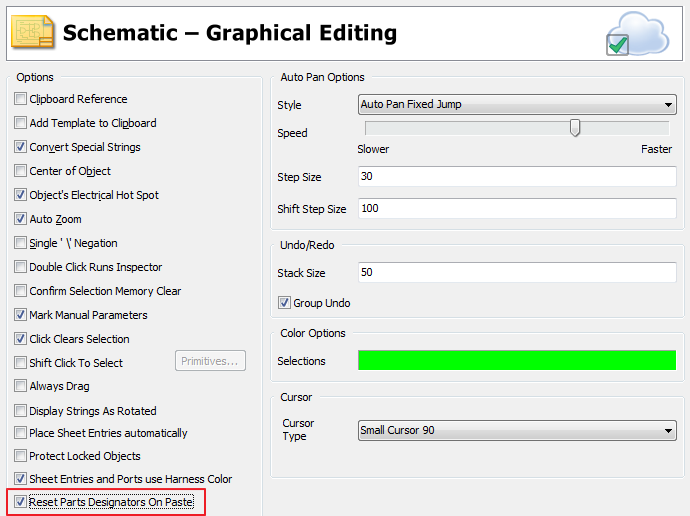 Resetting schematic designation in Preferences