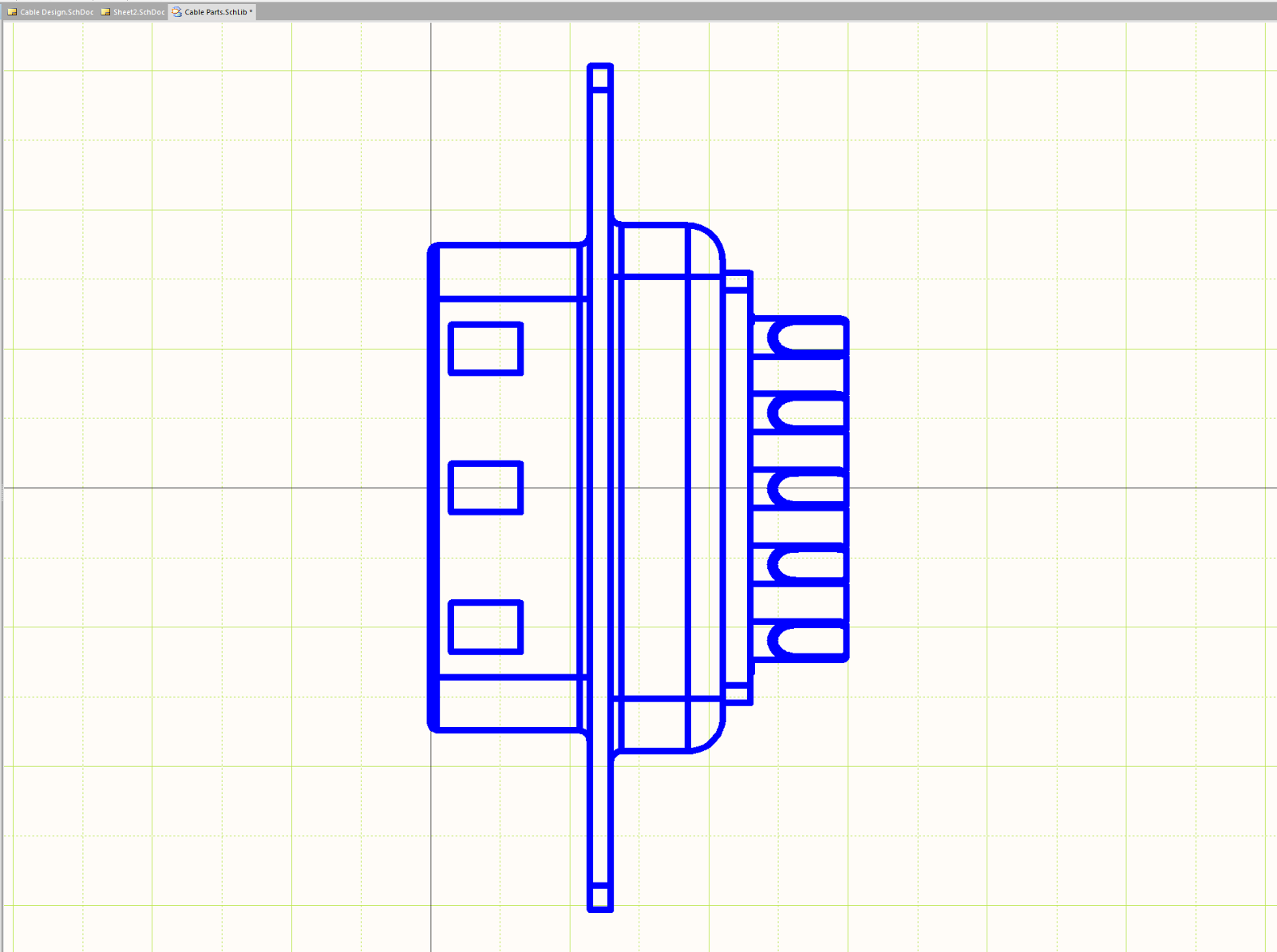  Figure 4.  Vue de profil d'un connecteur DSUB dans l'éditeur Altium pour la réalisation des câblages et du schématique.