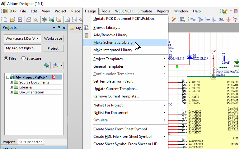 make schematic  menu command