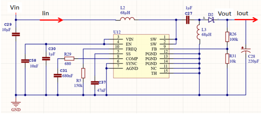 An example of buck-boost switching converter.