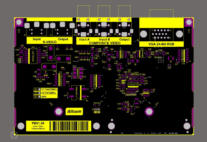 Un layout 2D in Altium Designer. Importare i file di progetto impostati in precedenza è uno dei vantaggi più grandi di un buon software di progettazione PCB.