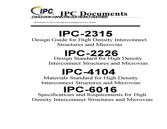 FIGURA 5: Standard IPC e linee guida per la progettazione HDI( Standard IPC e linee guida per la progettazione HDI