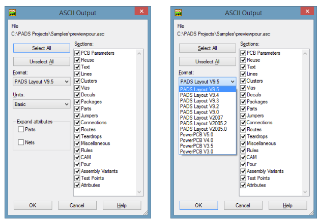 Creazione di un file ASCII per un layout della scheda in PADS Layout