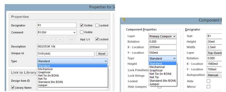 Configurazione delle opzioni di proprietà per ECO in Altium Designer