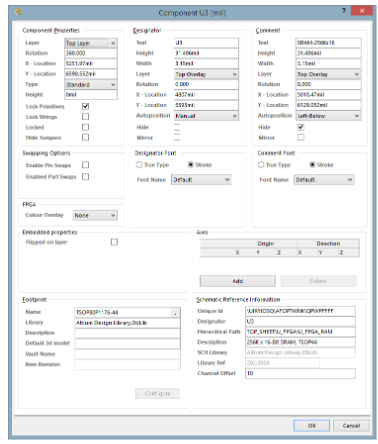 Configurazione delle proprietà dei componenti in Altium Designer