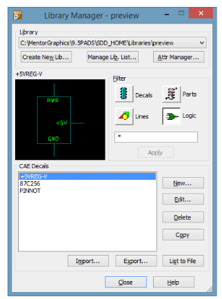 Gestionnaire de bibliothèque PADS PCB Logic