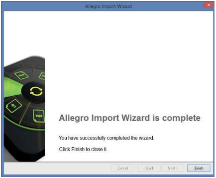 El proceso de importación de los archivos Allegro se ha completado