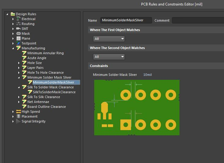 Definir reglas de diseño en Altium Designer para la manufactura de circuitos impresos