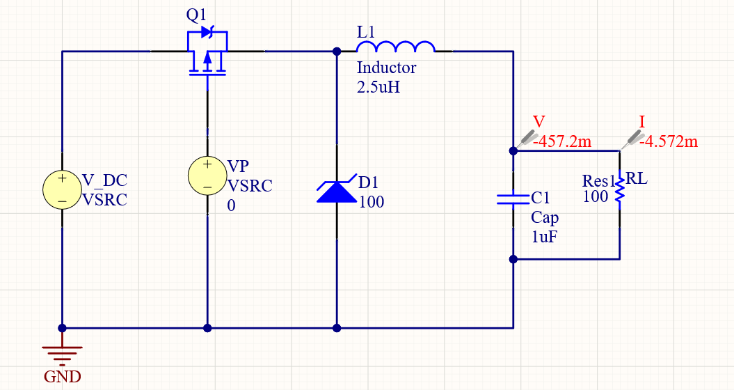 Buck converter simulation schematic