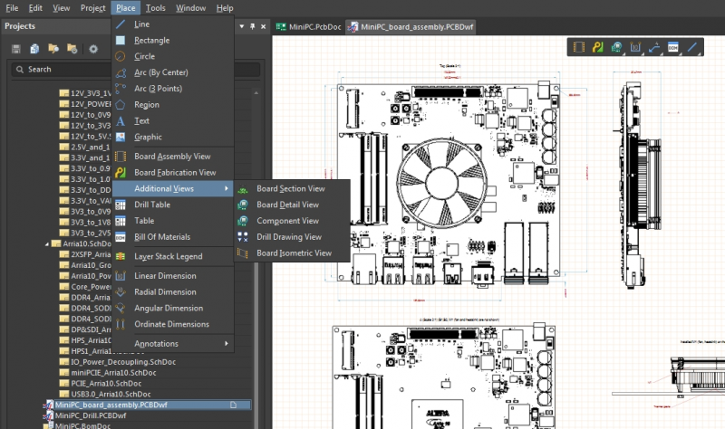 Screenshot showing PCB assembly services data in Altium Designer