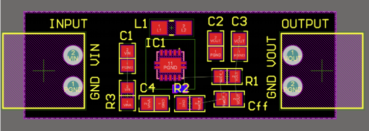 Placed components on PCB and finalized dimensions