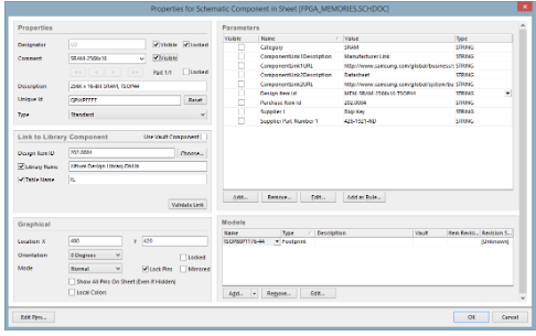 Configurar propiedades para componentes esquemáticos en Altium Designer