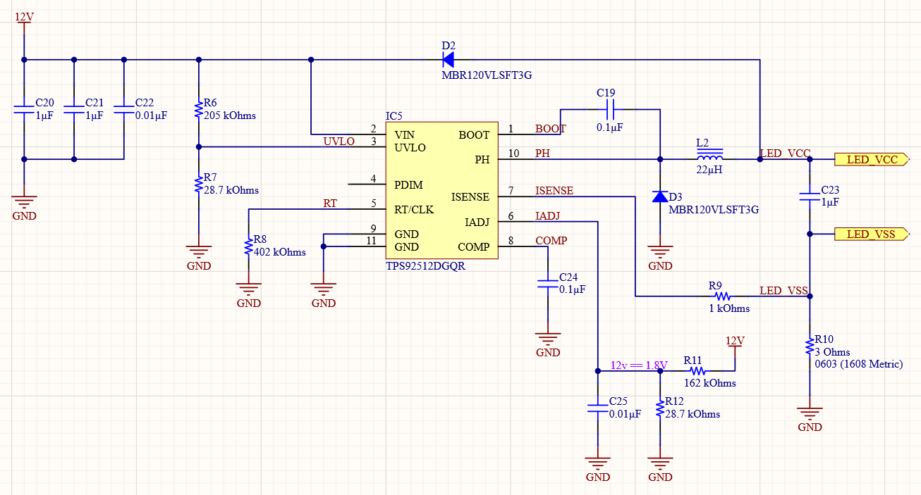 Altium Designer 20 Emitter driver schematic using the TPS92512
