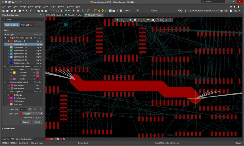 Screenshot of ActiveRoute in Altium Designer